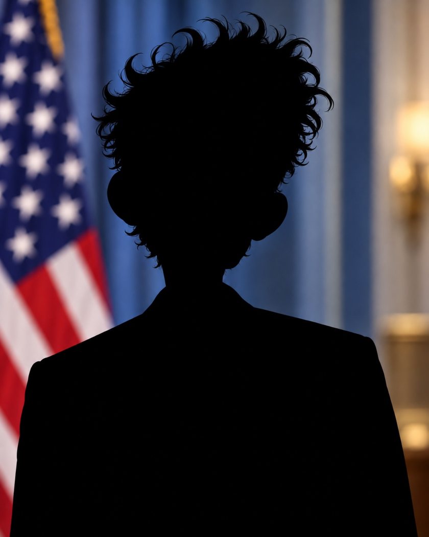 Silhouette of the unidentified press secretary.